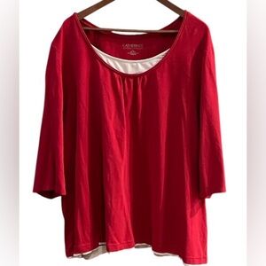 Catherines Suprema Collection Women's Bold Red Long Sleeve Top w/ White Accents
